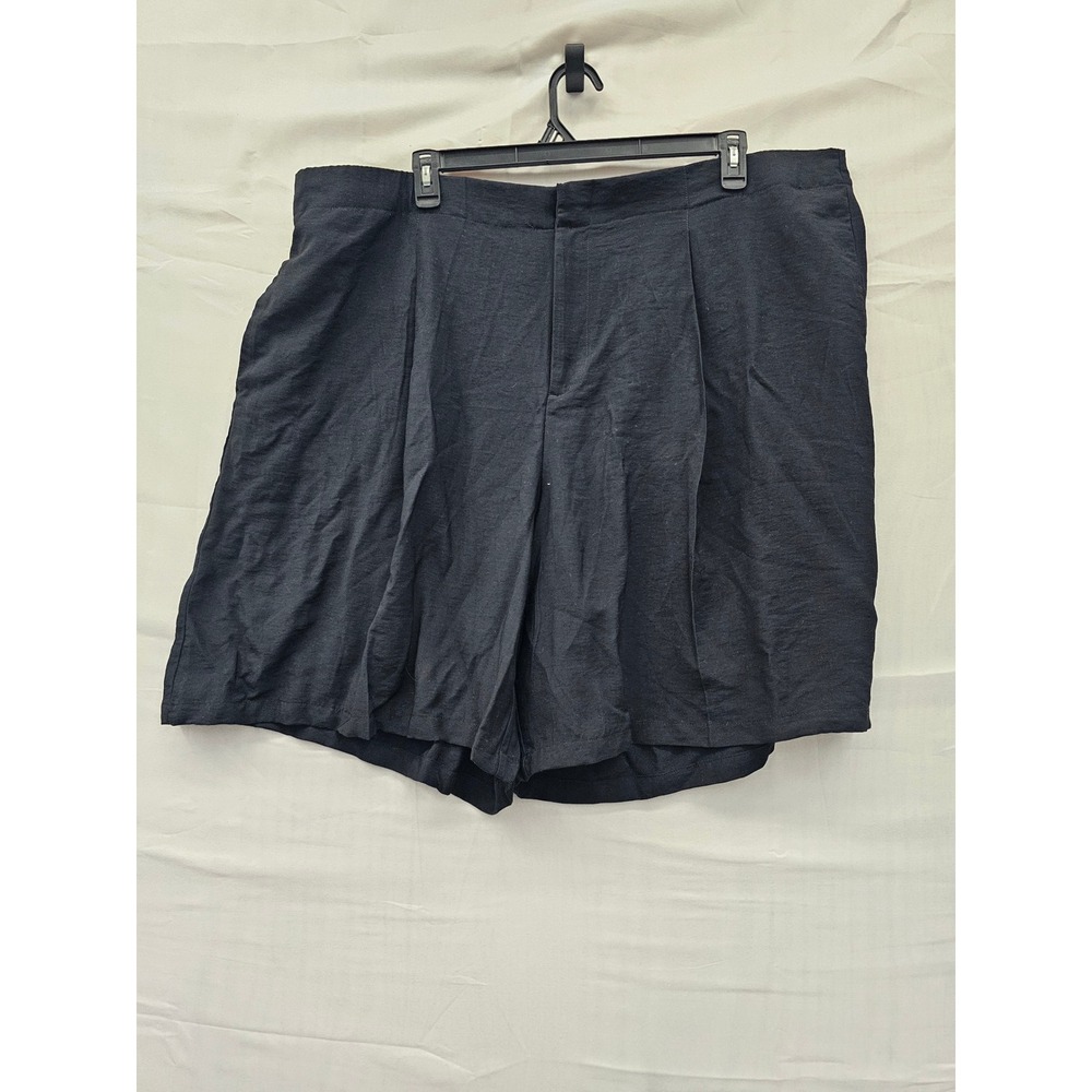 A New Day Womens Pleated Shorts Black Rayon Blend Casual Size 26